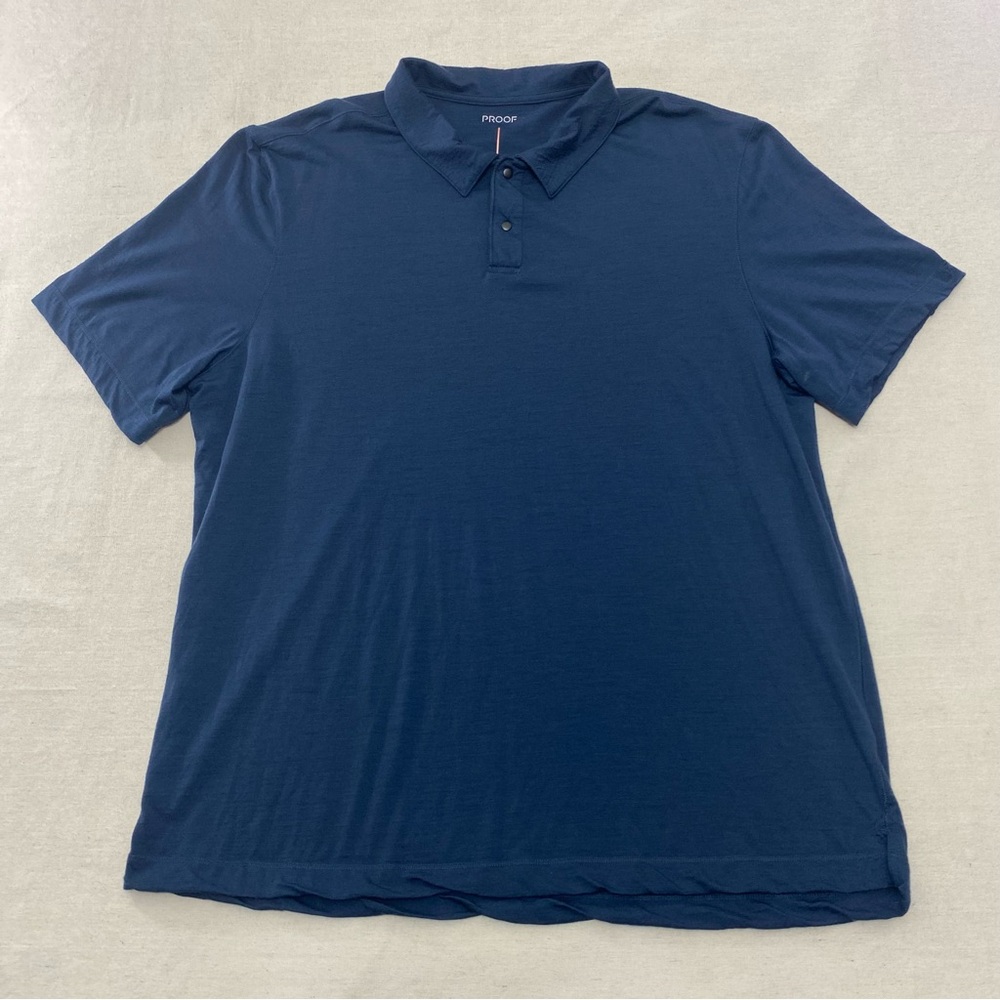 Proof 72 Hour Merino Wool Performance Snap Polo Button Up Shirt Navy Blue Sz 2XL